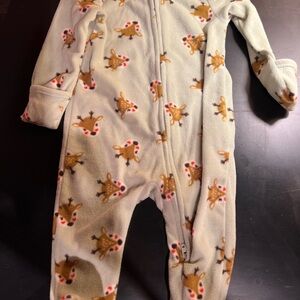 Old Navy Reindeer Print Footed Onesie